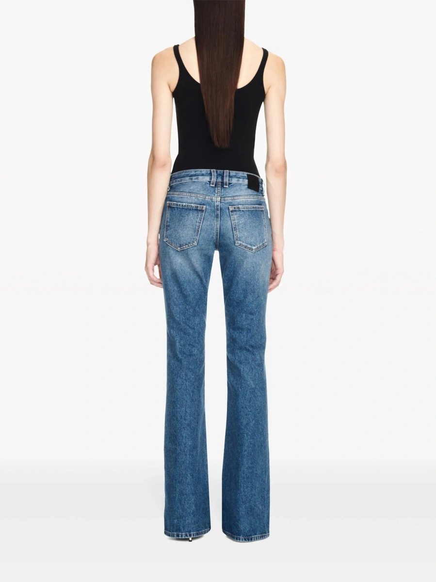 Blugi evazati Off-White albastri din bumbac - Img 4