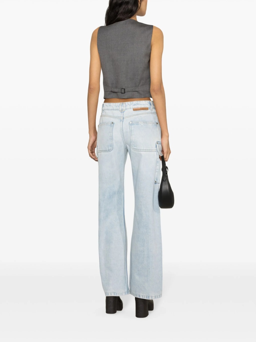 Blugi evazati Stella McCartney albastri din bumbac - Img 4