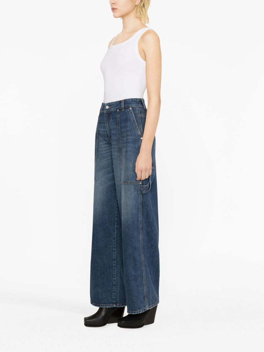 Blugi evazati Stella McCartney albastri din bumbac - Img 4