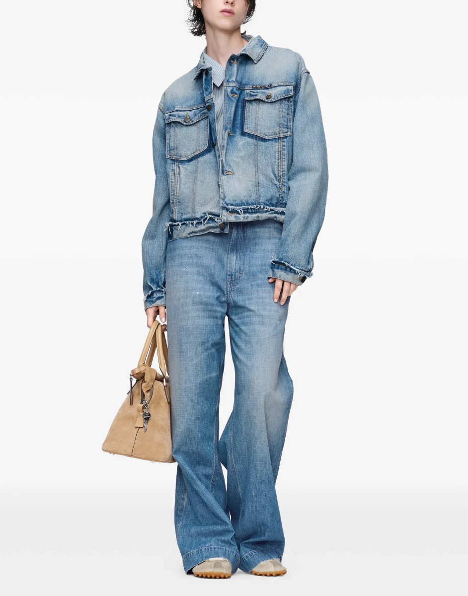 Blugi Patchwork-detail wide leg Jeans - Img 2