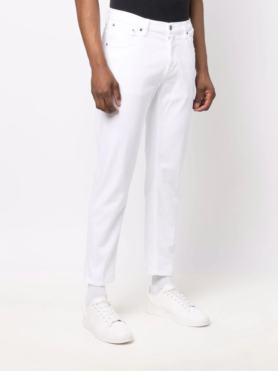 Blugi slim fit Dondup albi din polyester si bumbac - Img 3