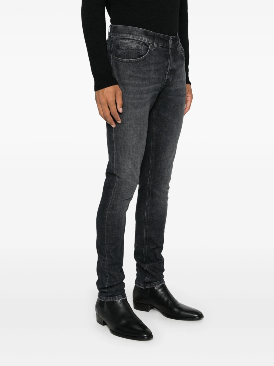 Blugi slim fit Dondup negri din bumbac si spandex/elastan - Img 3