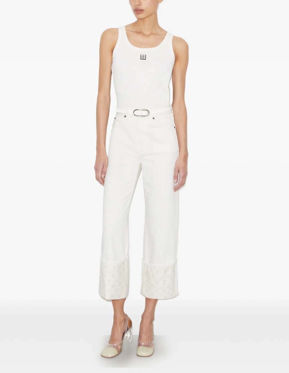 Blugi T Monogram Contrast Cuff Straight-Leg Jeans - Img 4