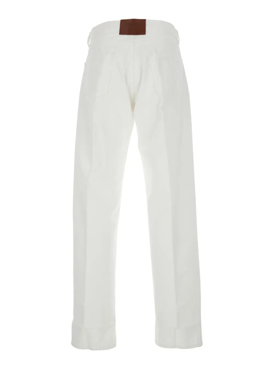 Blugi White Jeans with Five-Pocket Design and Logo Patch on the Back for Men - Img 2