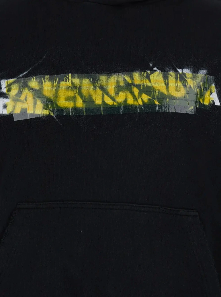 Bluza de trening Balenciaga neagra din bumbac 'Messy Spray' - Img 3