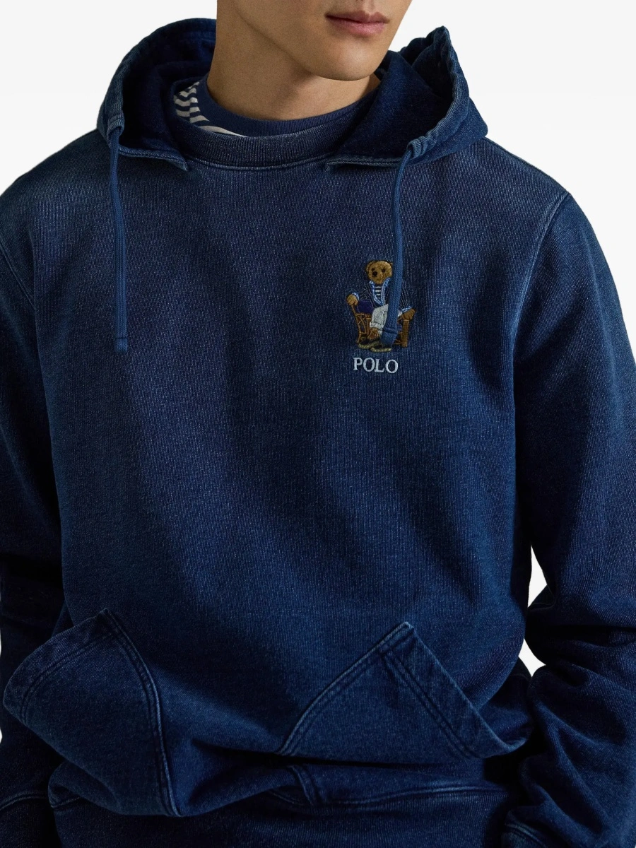 Bluza de trening Ralph Lauren albastra din bumbac cu gluga si logo aplicat - Img 7