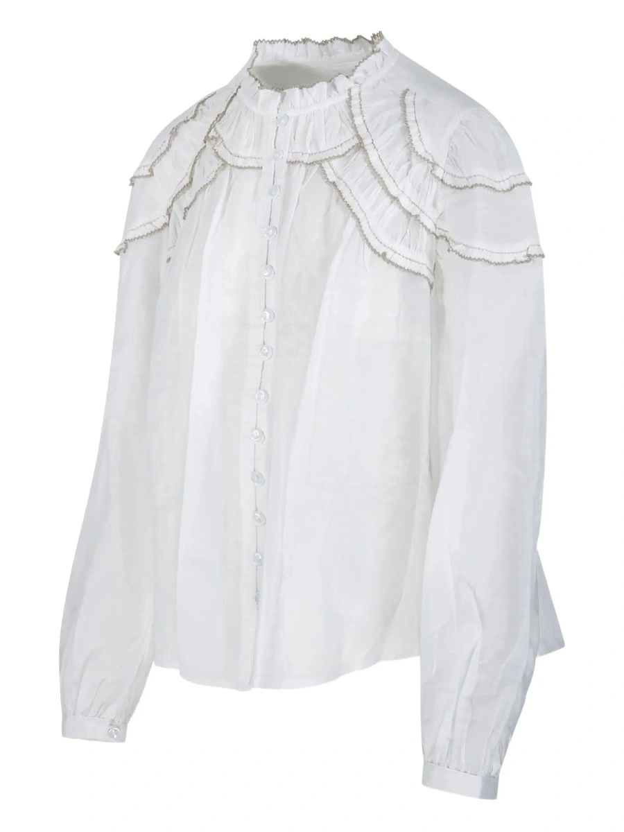 Bluza Isabel Marant alba din bumbac - Img 5