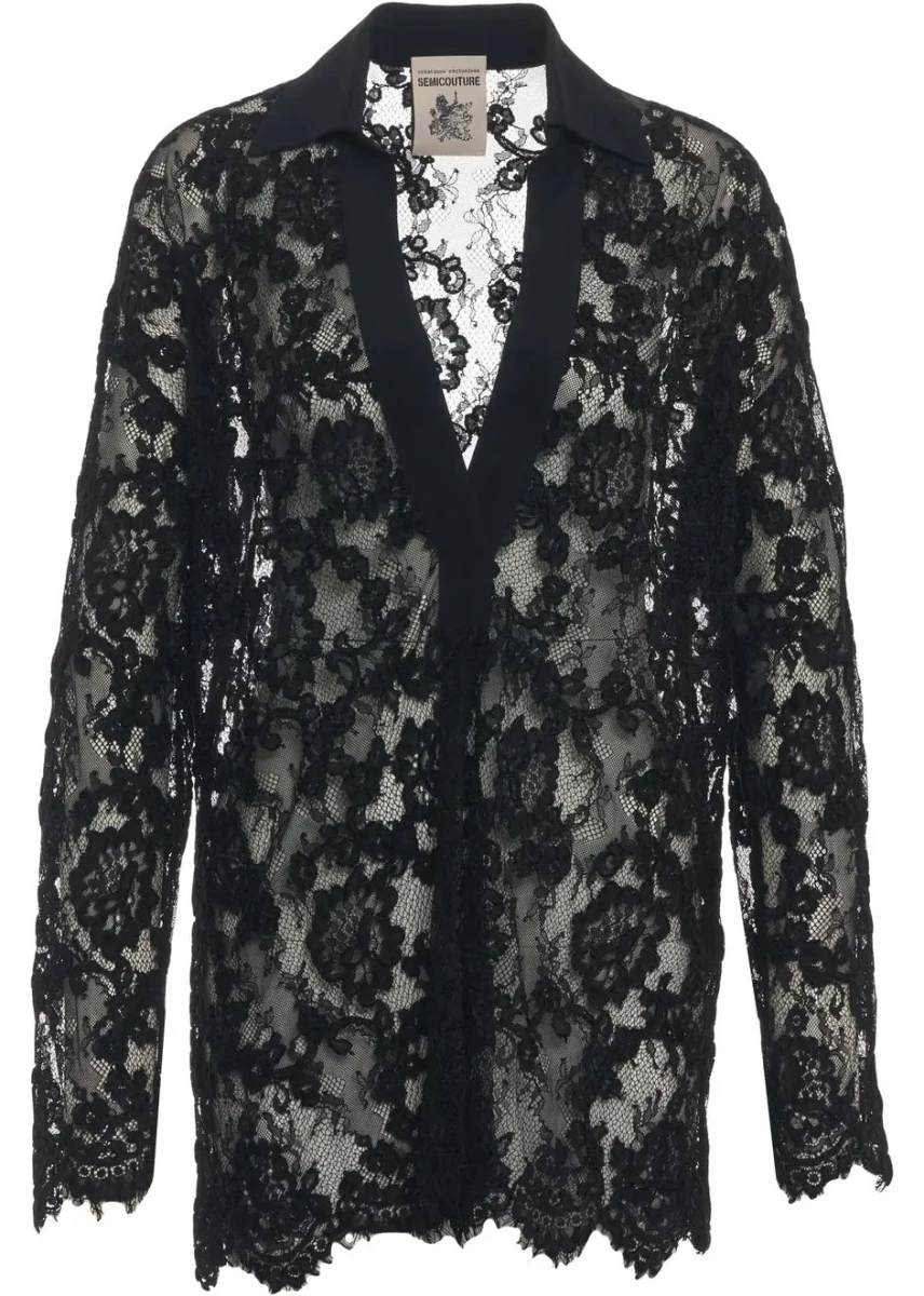 Bluza Semicouture neagra din dantela - Img 2