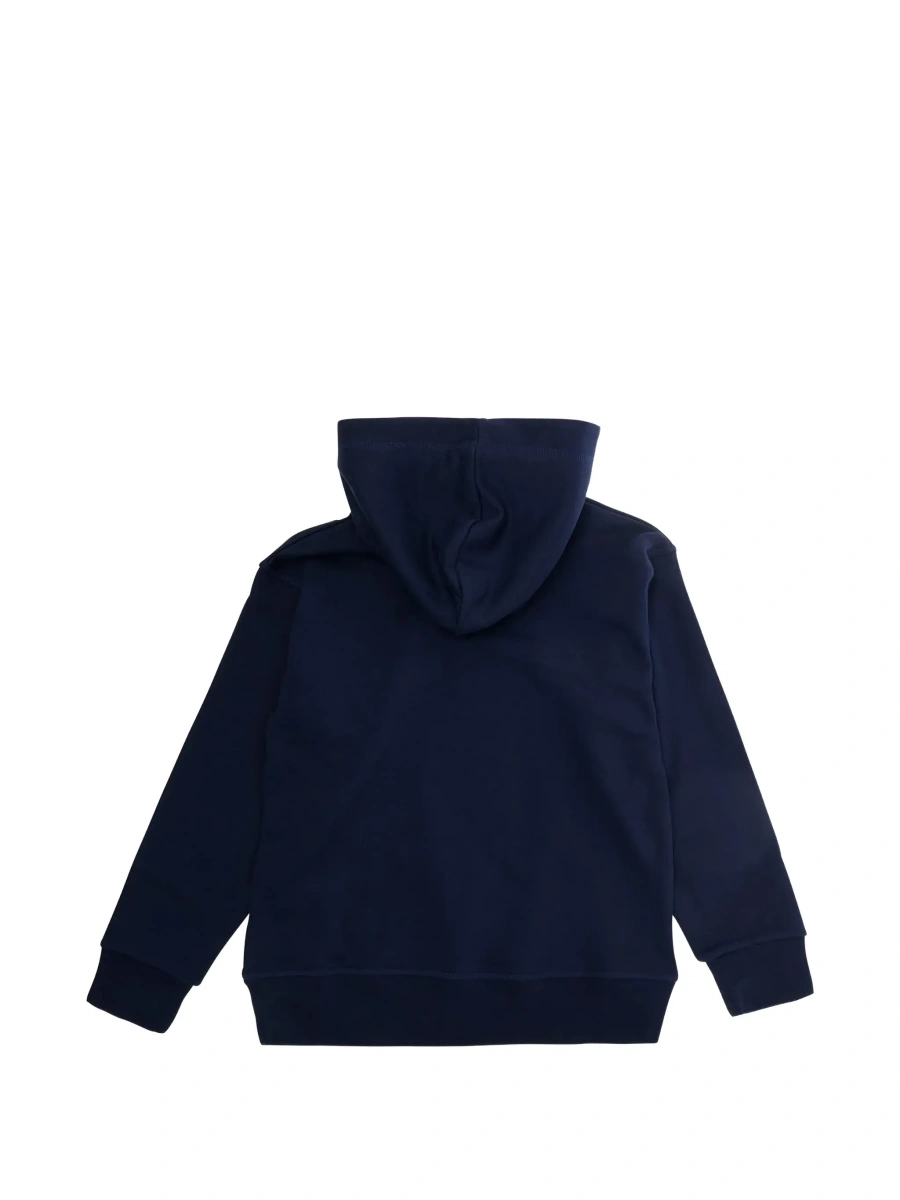 Bluze Blue Hoodie with fixed hood and logo lettering on the front in cotton Boy - Img 4
