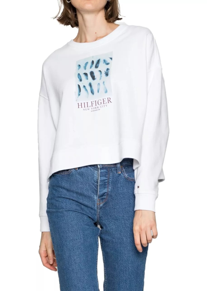 Bluze Feather Open-Neck Sweatshirt WW0WW33084YBR - Img 4