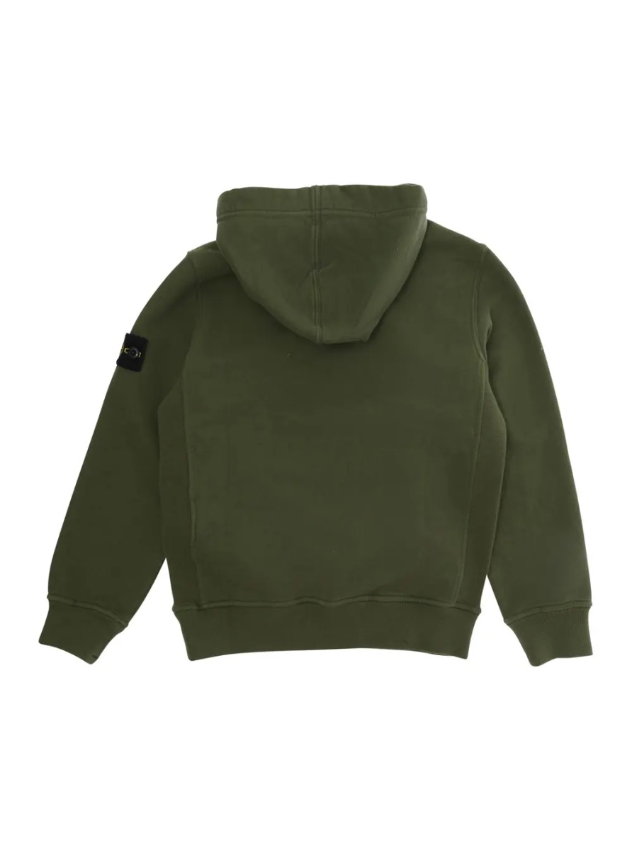 Bluze Green Hoodie with Fixed Hood and Logo Patch on Sleeve in Cotton Boy - Img 2