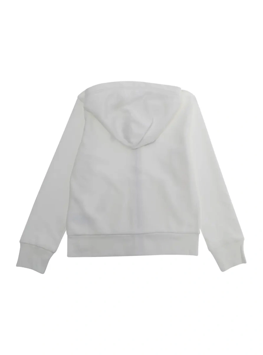 Bluze White Hoodie 'LS FZ HOOD-KNIT SHIRTS-SWEATSHIRT' with Hood and Front Zip - Cotton - Unisex - Img 2