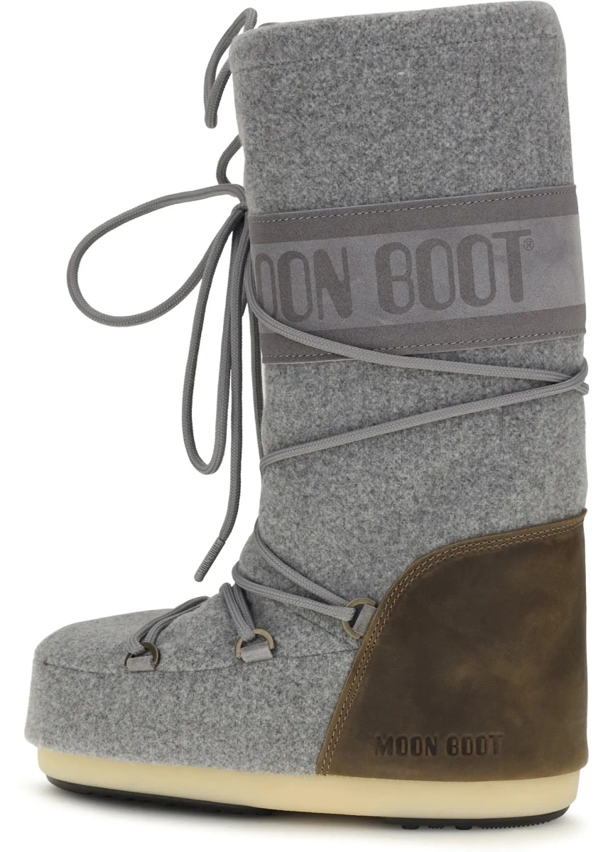 Bocanci casual Moon Boot gri din nubuck si fetru - Img 3