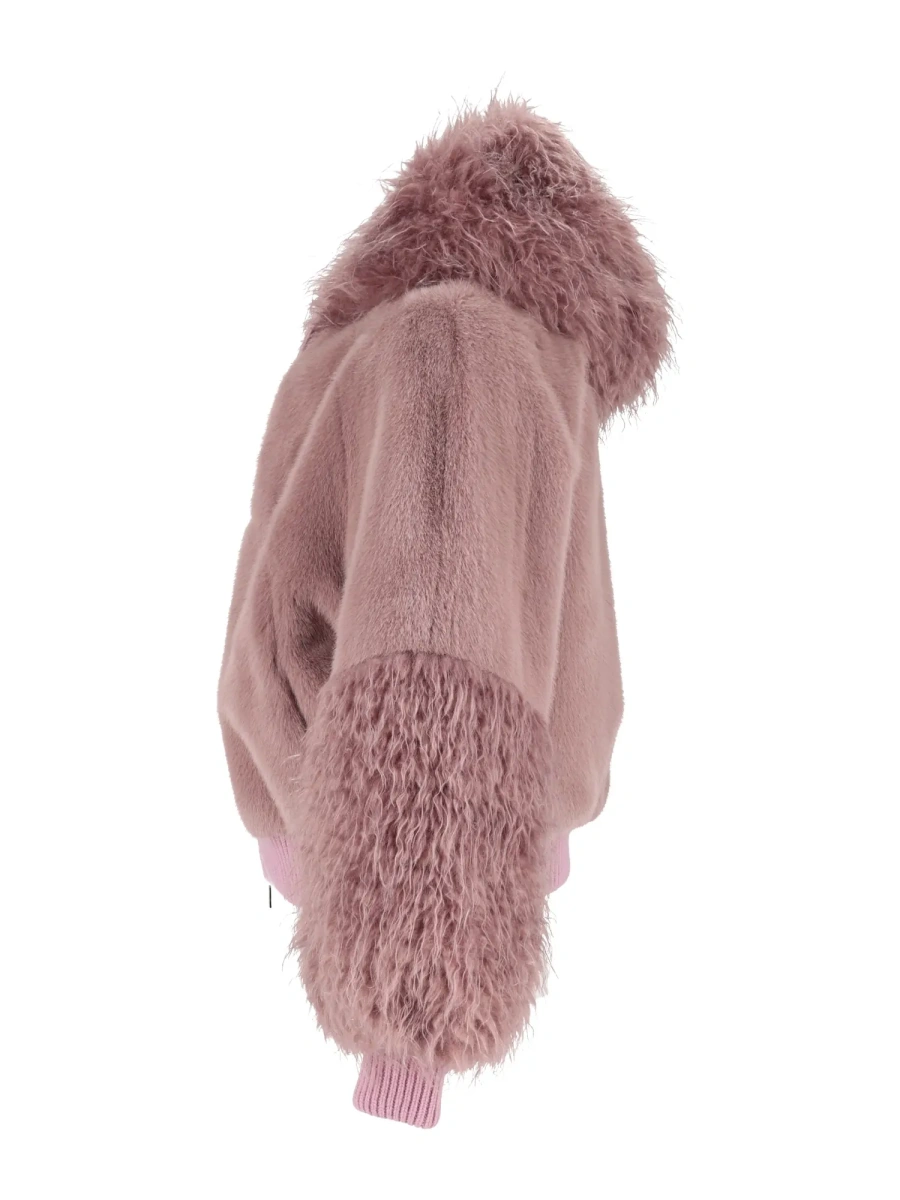 Bomber FAUX REX BOMBER JACKET WITH HOOD AND KNITTED DETAILS - Img 2