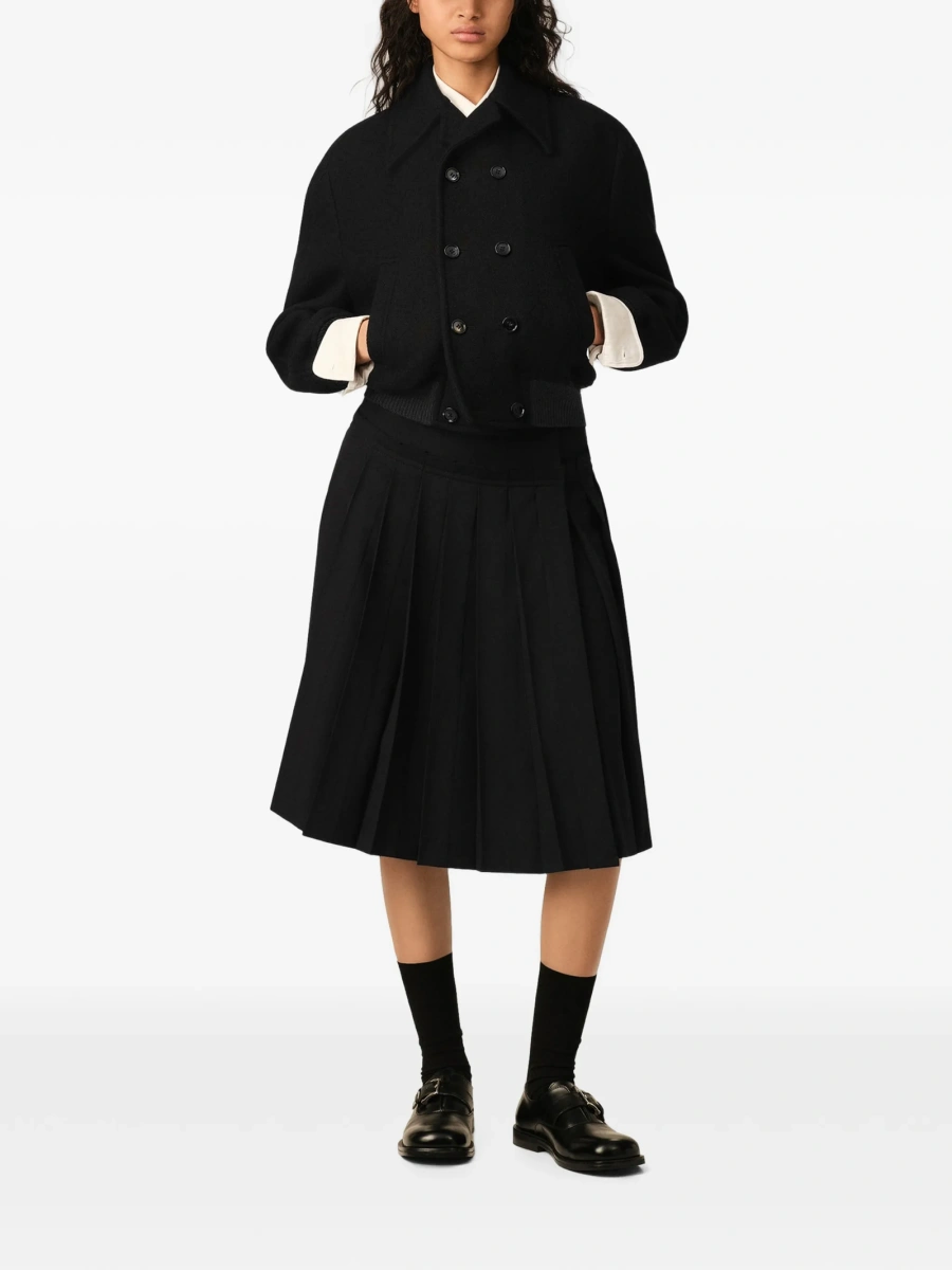 Bomber jacket AMI Paris neagra din lana - Img 2