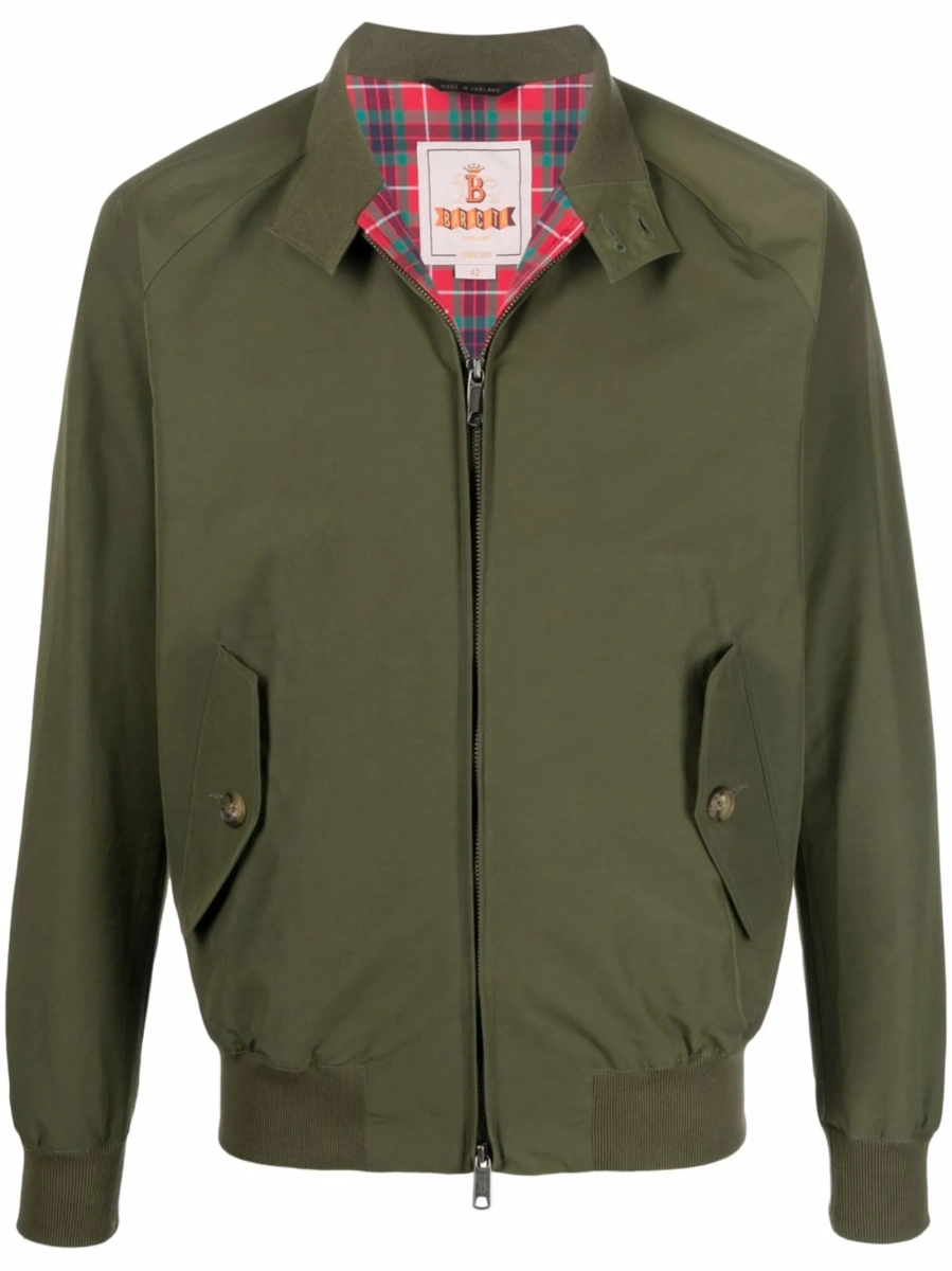 Bomber jacket Baracuta verde din polyester si bumbac - Img 10