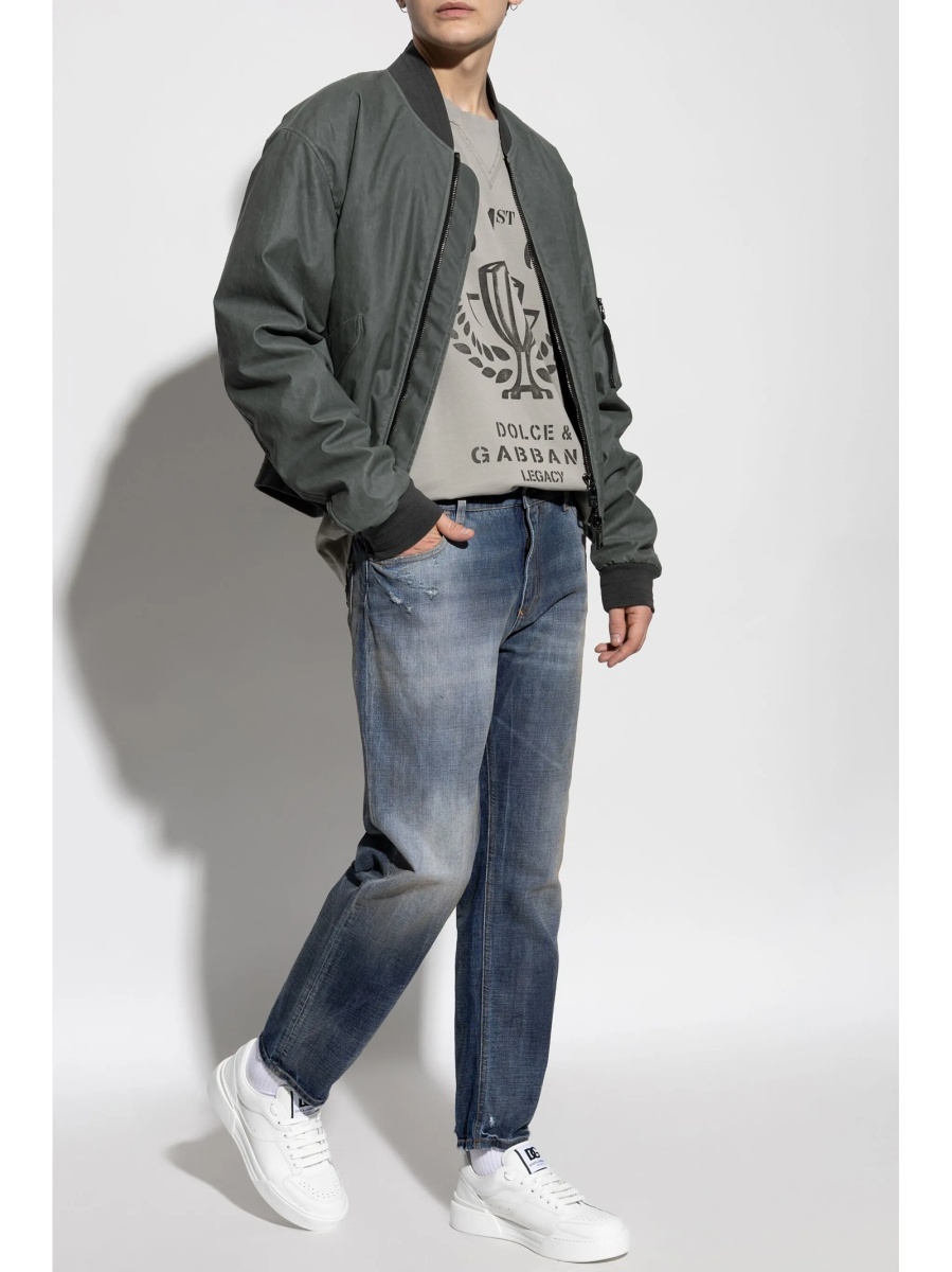 Bomber jacket Dolce &amp; Gabbana gri din bumbac si in - Img 2