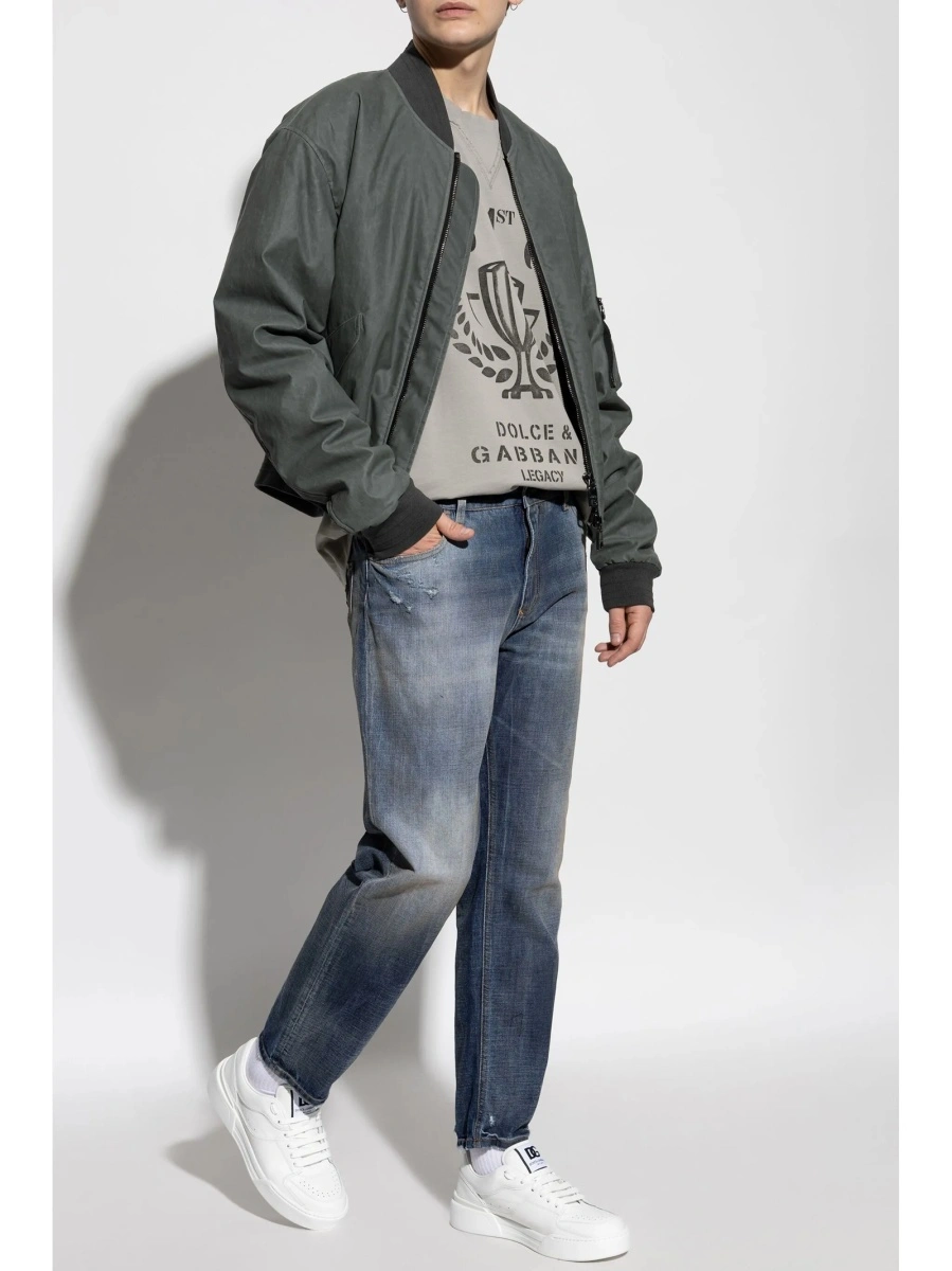 Bomber jacket Dolce &amp; Gabbana gri din bumbac si in - Img 2