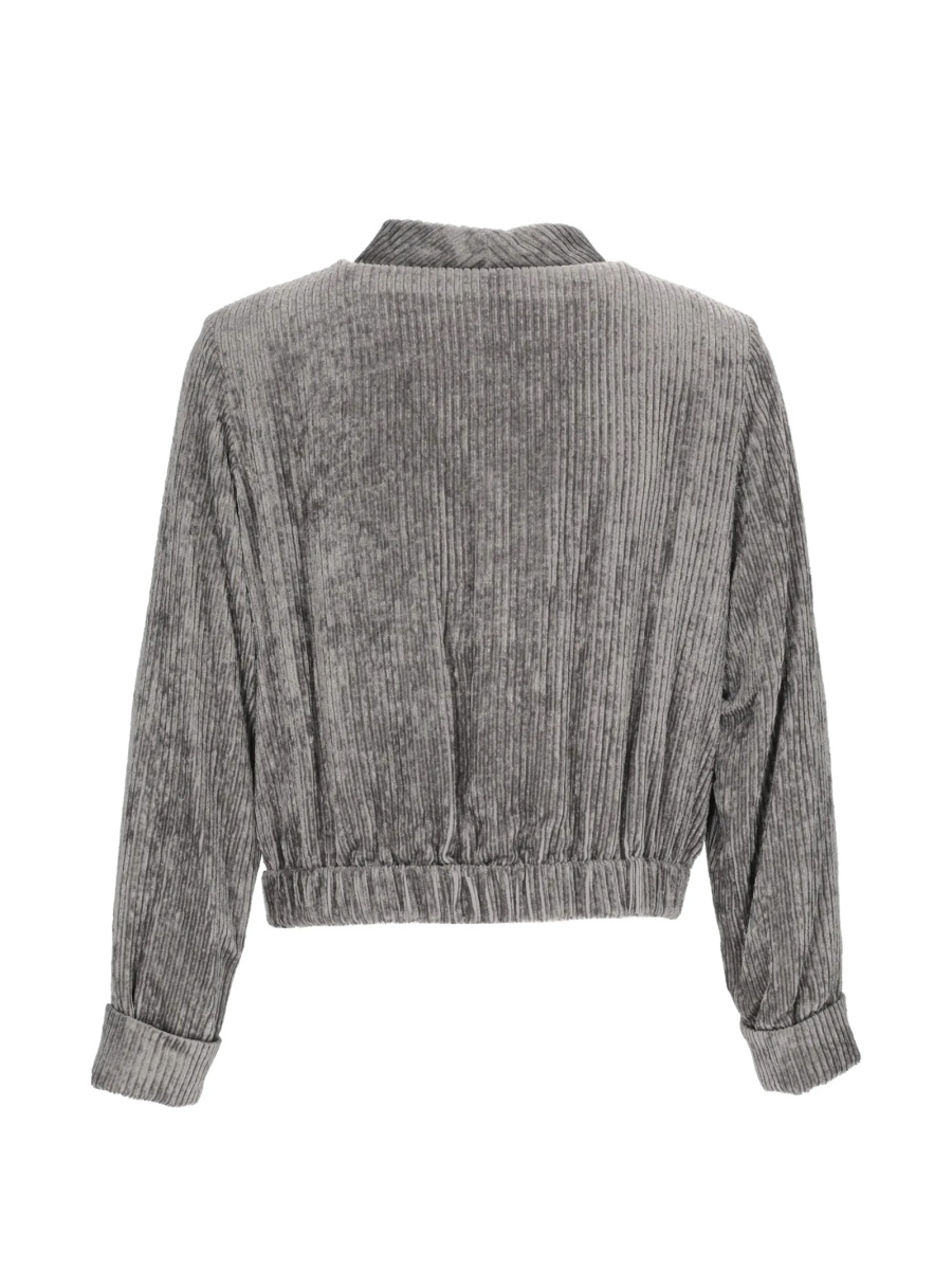 Bomber jacket Emporio Armani gri din vascoza - Img 3
