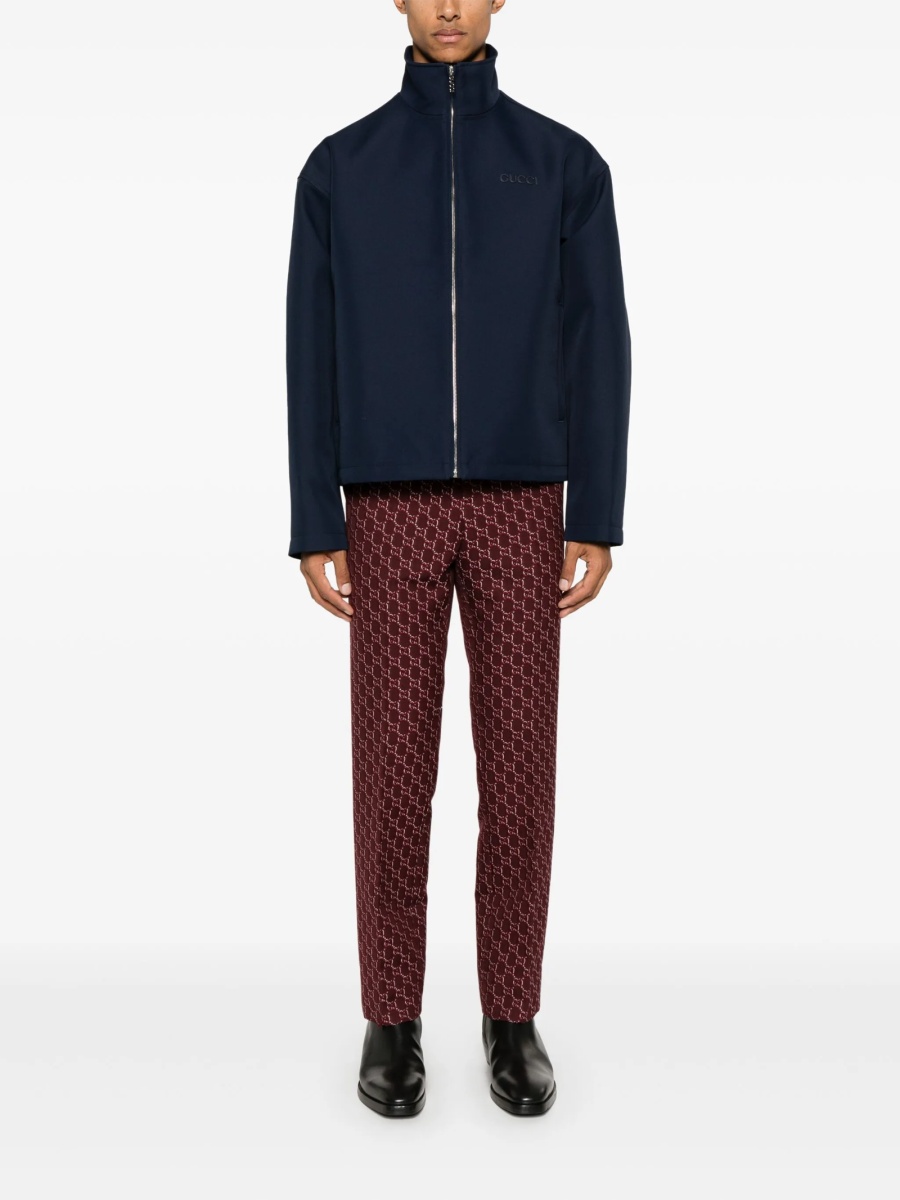 Bomber jacket Gucci albastra din matase si lana - Img 2