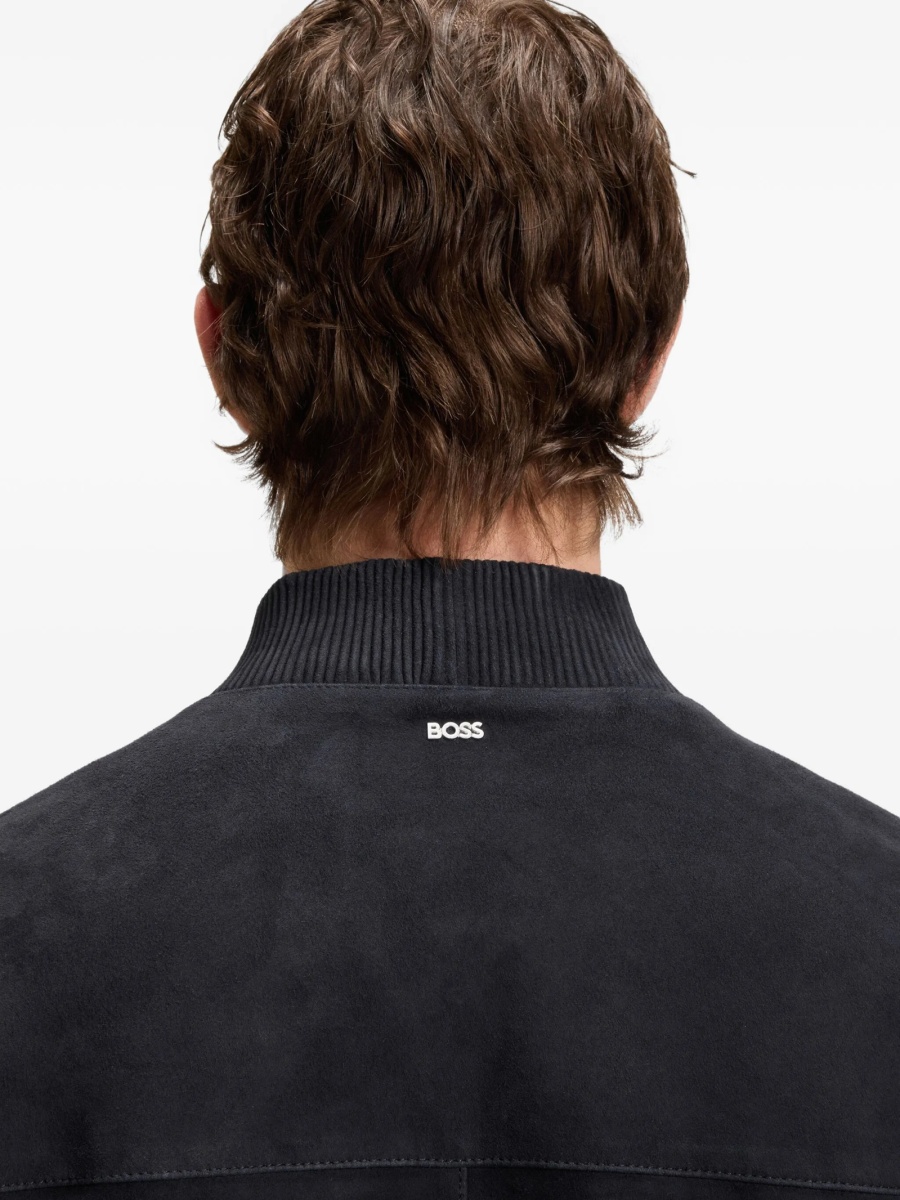 Bomber jacket Hugo Boss albastra din piele - Img 5