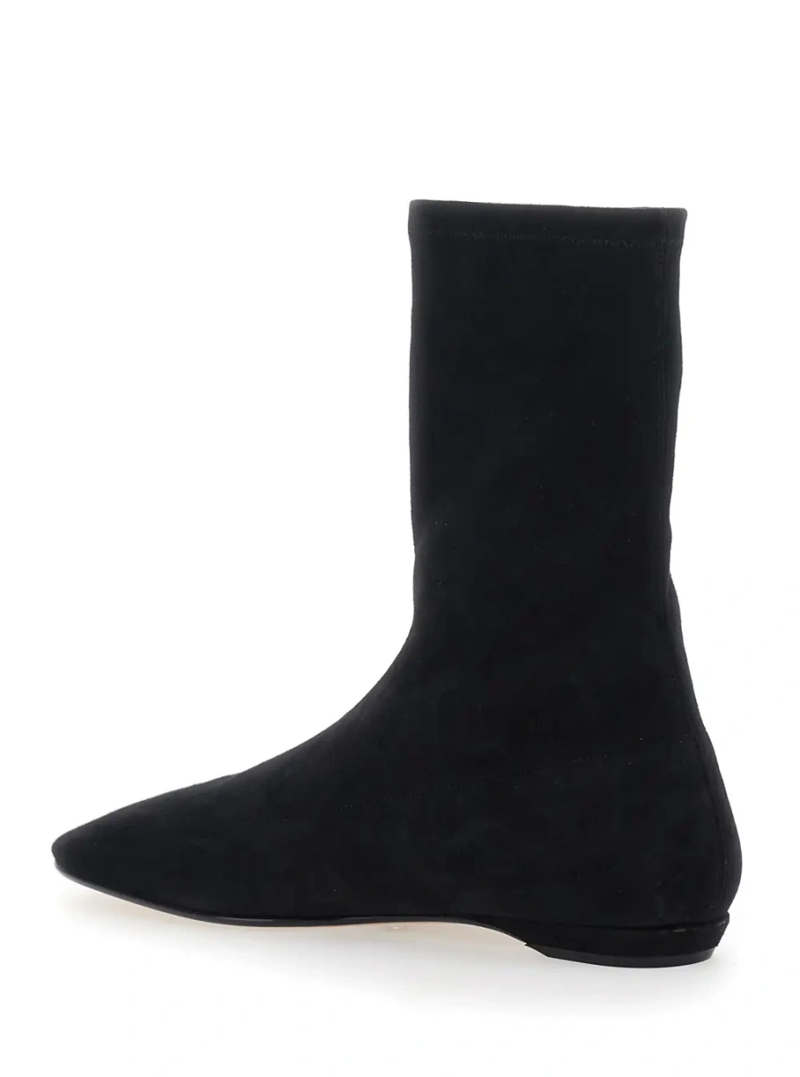 Botine 'Cindy' black ankle boots with low heel and pointed toe in suede Women - Img 3