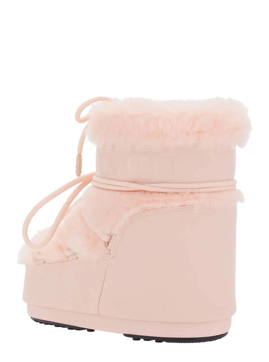 Botine Moon Boot roz din material tehnic si blana ecologica - Img 3