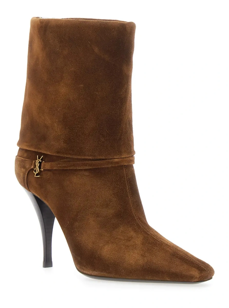 Botine Saint Laurent 'Niki' maro din piele intoarsa - Img 2
