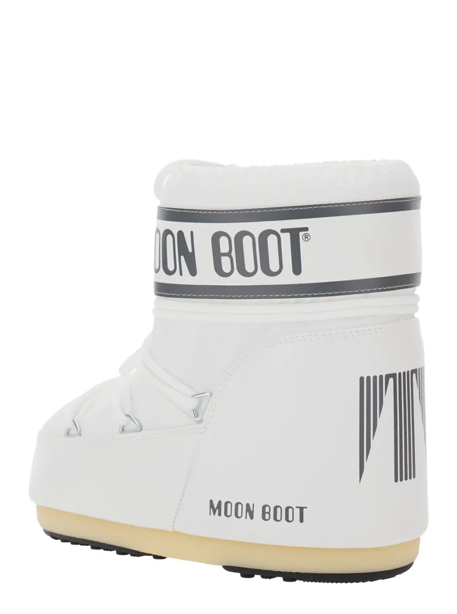 Botine Snow Boots with Maxi Logo Print in White Tech Fabric for Women - Img 3