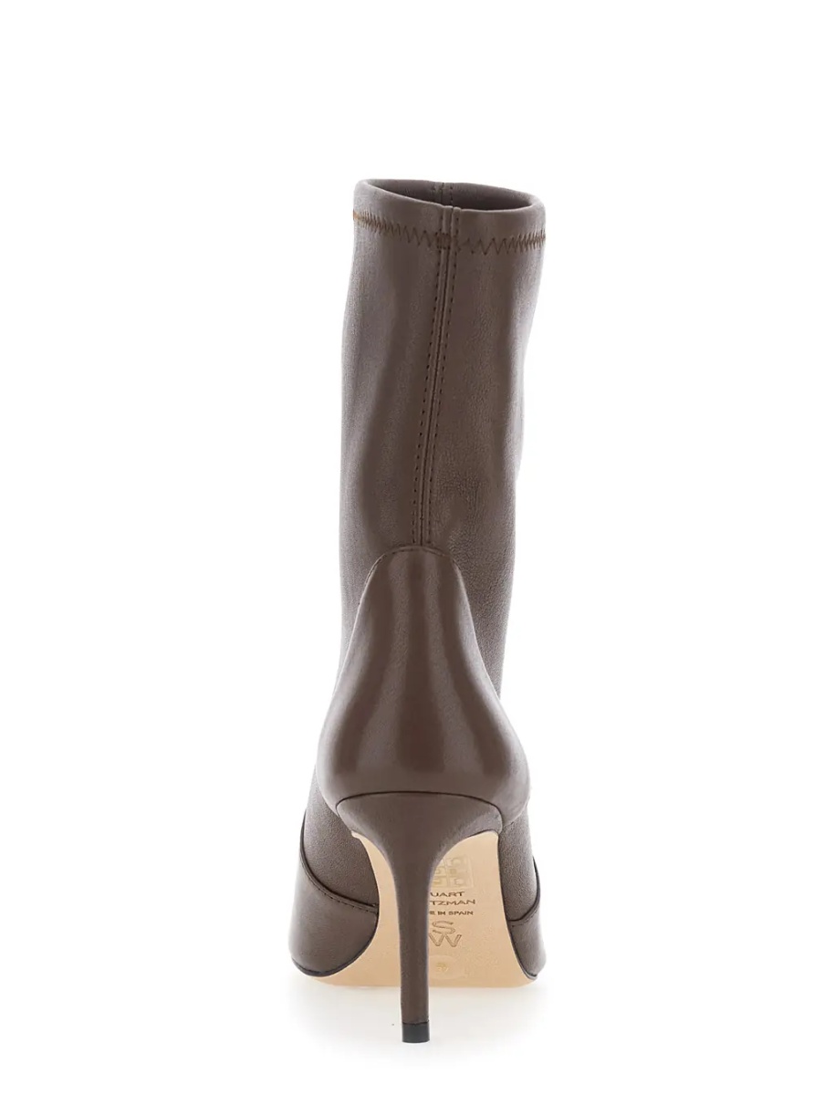 Botine 'Stuart Power' Brown Ankle Boots with High Heel and Pointed Toe in Leather for Women - Img 4