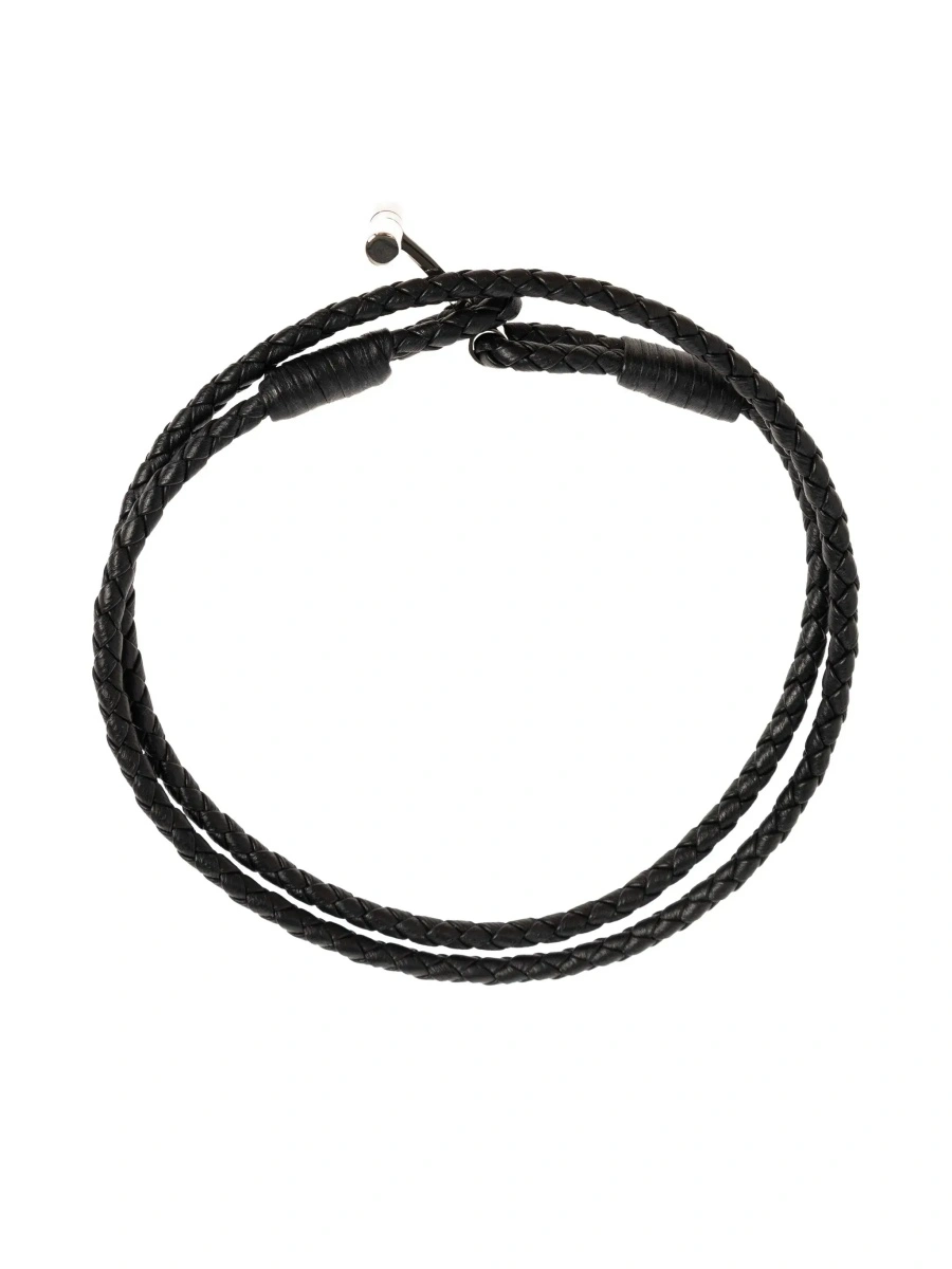 Bratari Black String Bracelet with Woven Design and Metal Plate Closure in Leather for Men - Img 4