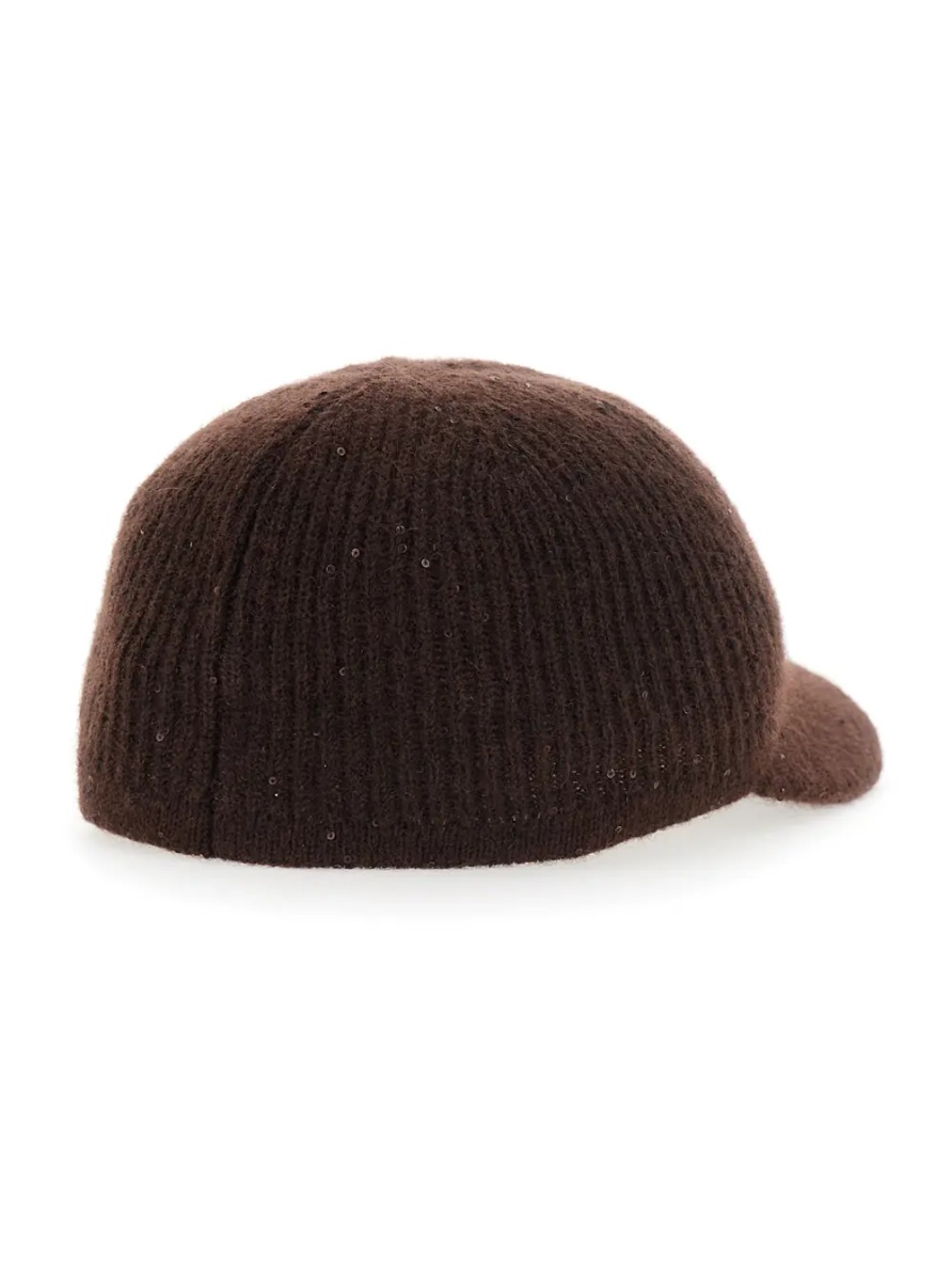 Caciula brown cap with all-over applied sequins in cashmere and silk Women - Img 2