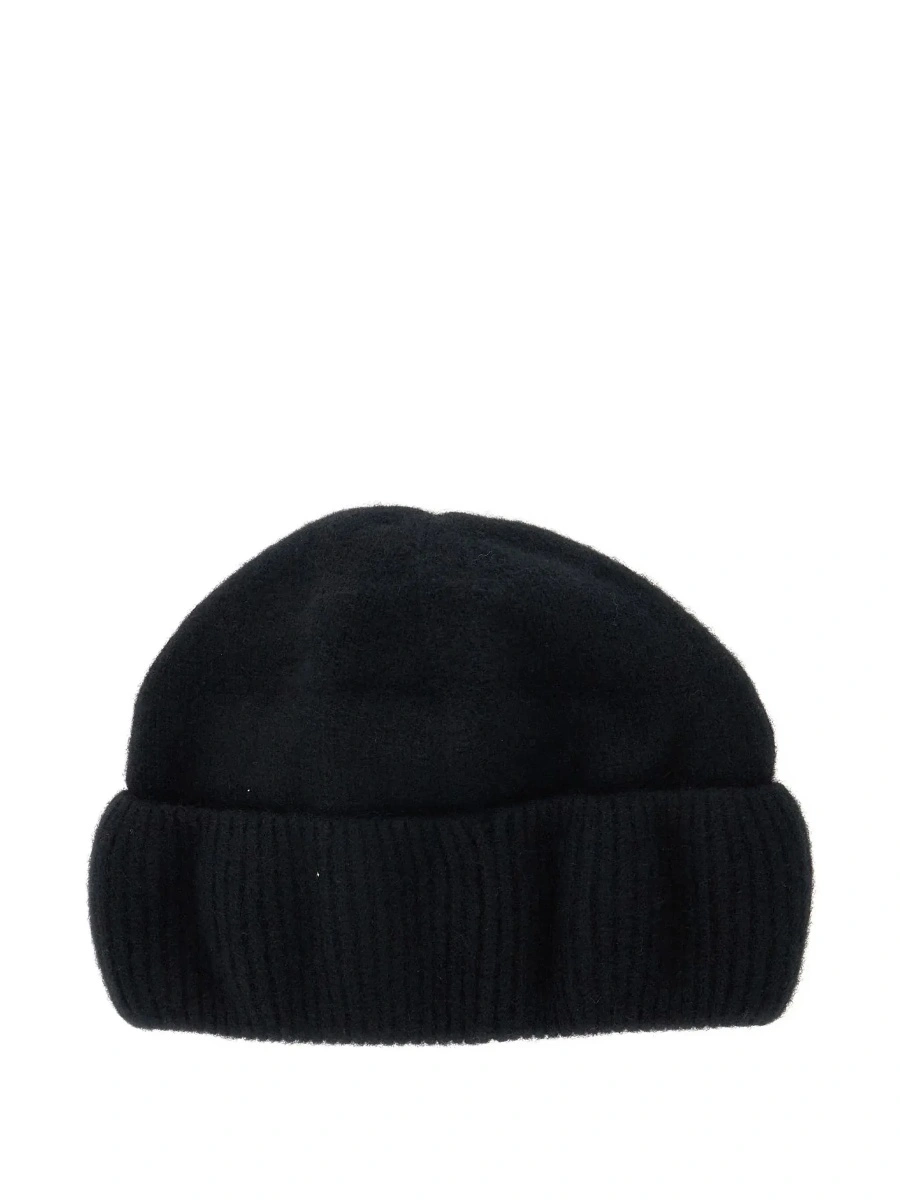Caciula 'Vivian' Black Beanie with Logo Plaque Detail on the Front in Cashmere Woman - Img 4