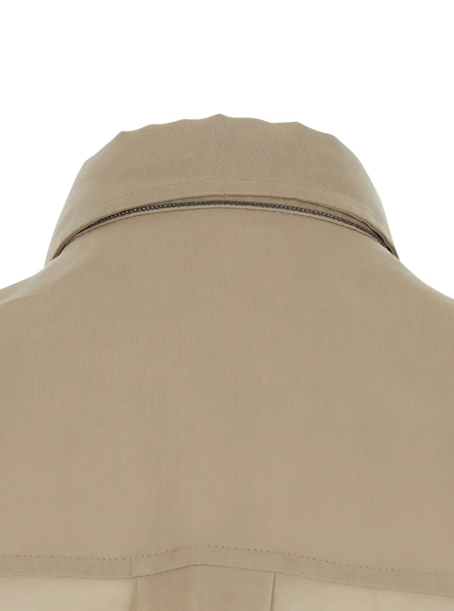 Camasa Beige Shirt with Classic Collar and Monil Detail on the Collar in Cotton Woman - Img 3