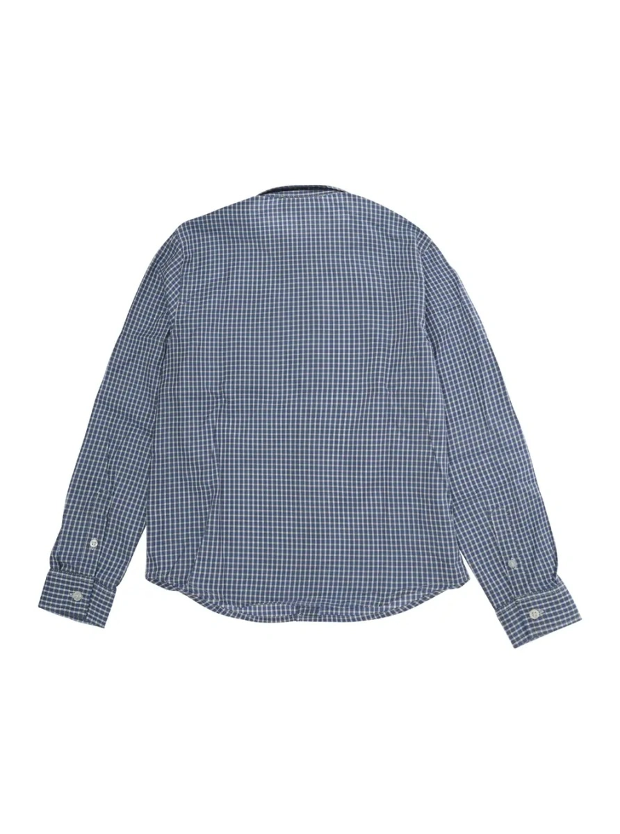 Camasa Blue Shirt with logo embroidery on the front and all-over check motif in cotton for boy - Img 2