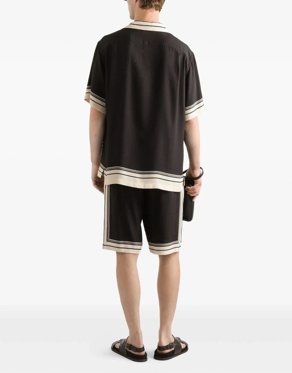 Camasa casual Hawaii Shirt with logo and striped print - Img 5