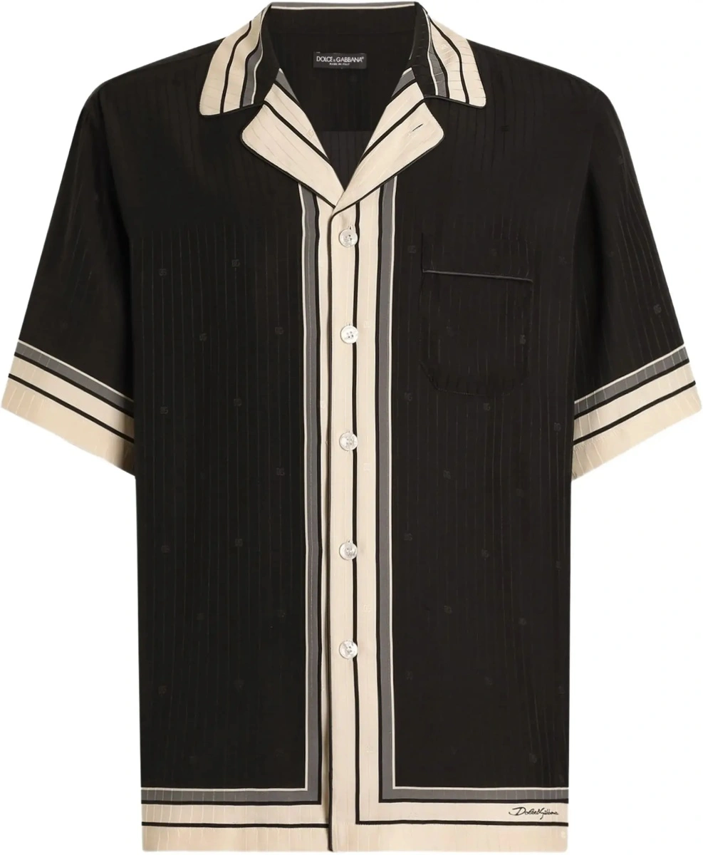 Camasa casual Hawaii Shirt with logo and striped print - Img 8