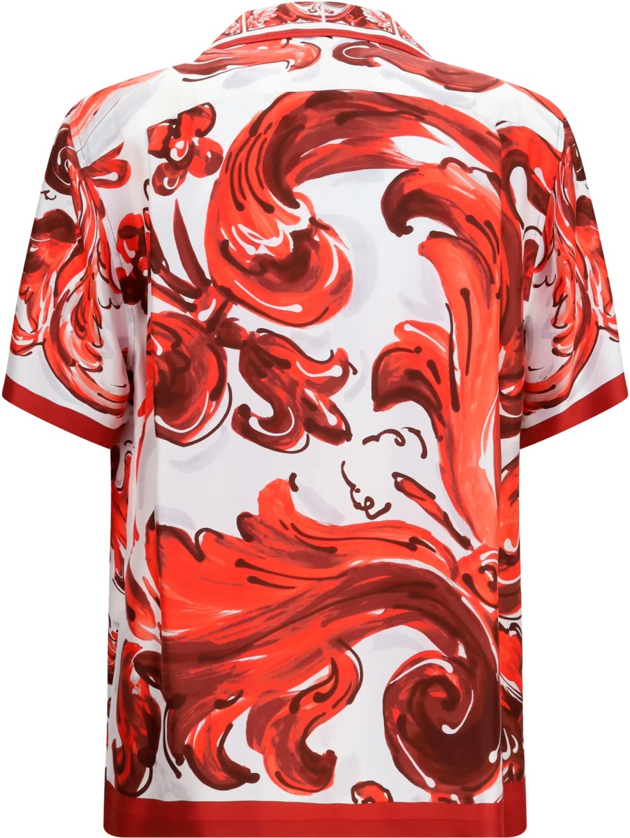 Camasa casual Maiolica print Hawaii Shirt in silk twill - Img 2
