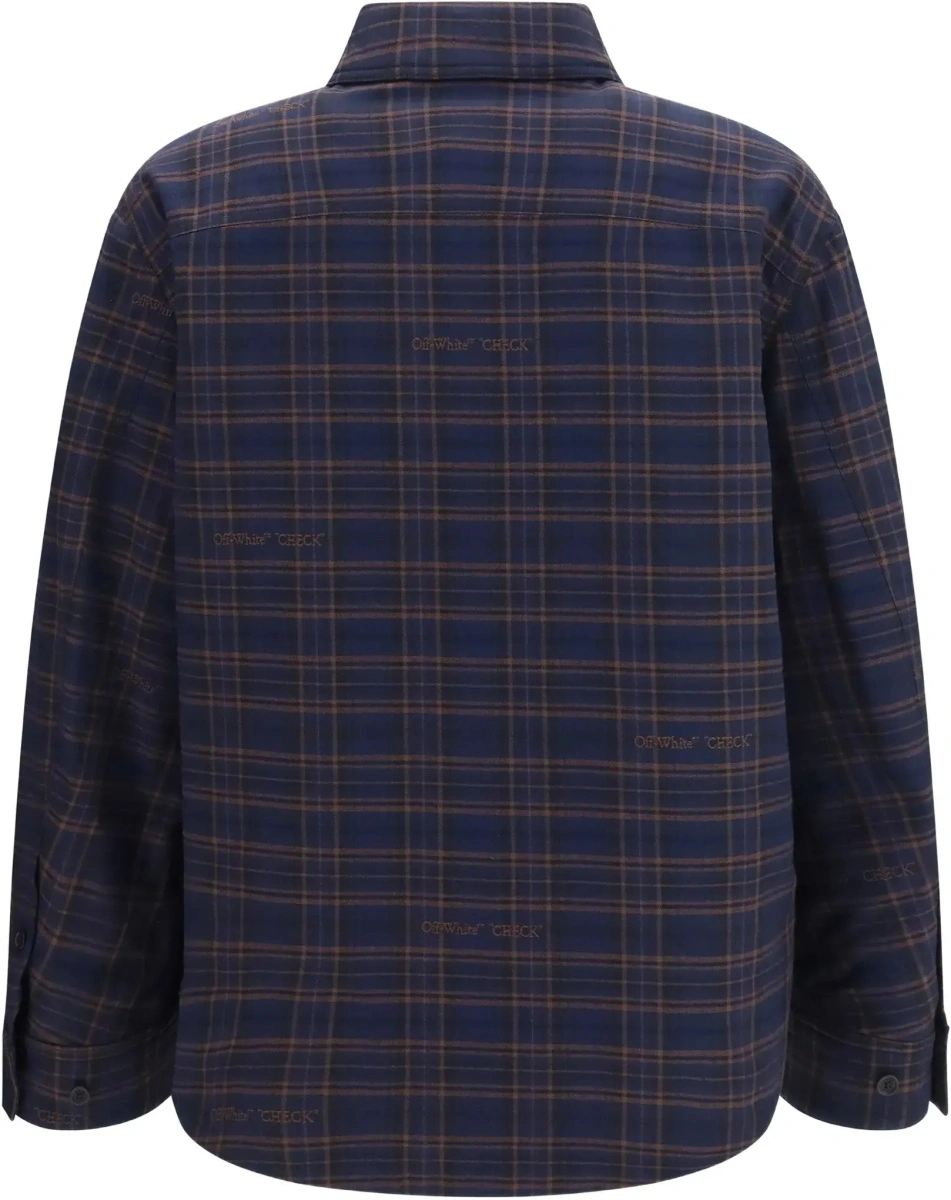 Camasa casual Off-White albastra din flanel - Img 4