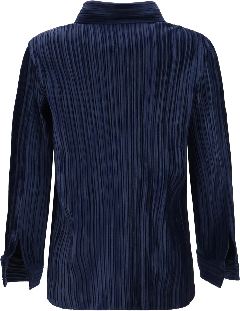 Camasa casual Shirt in fine striped velvet-like fabric - Img 2