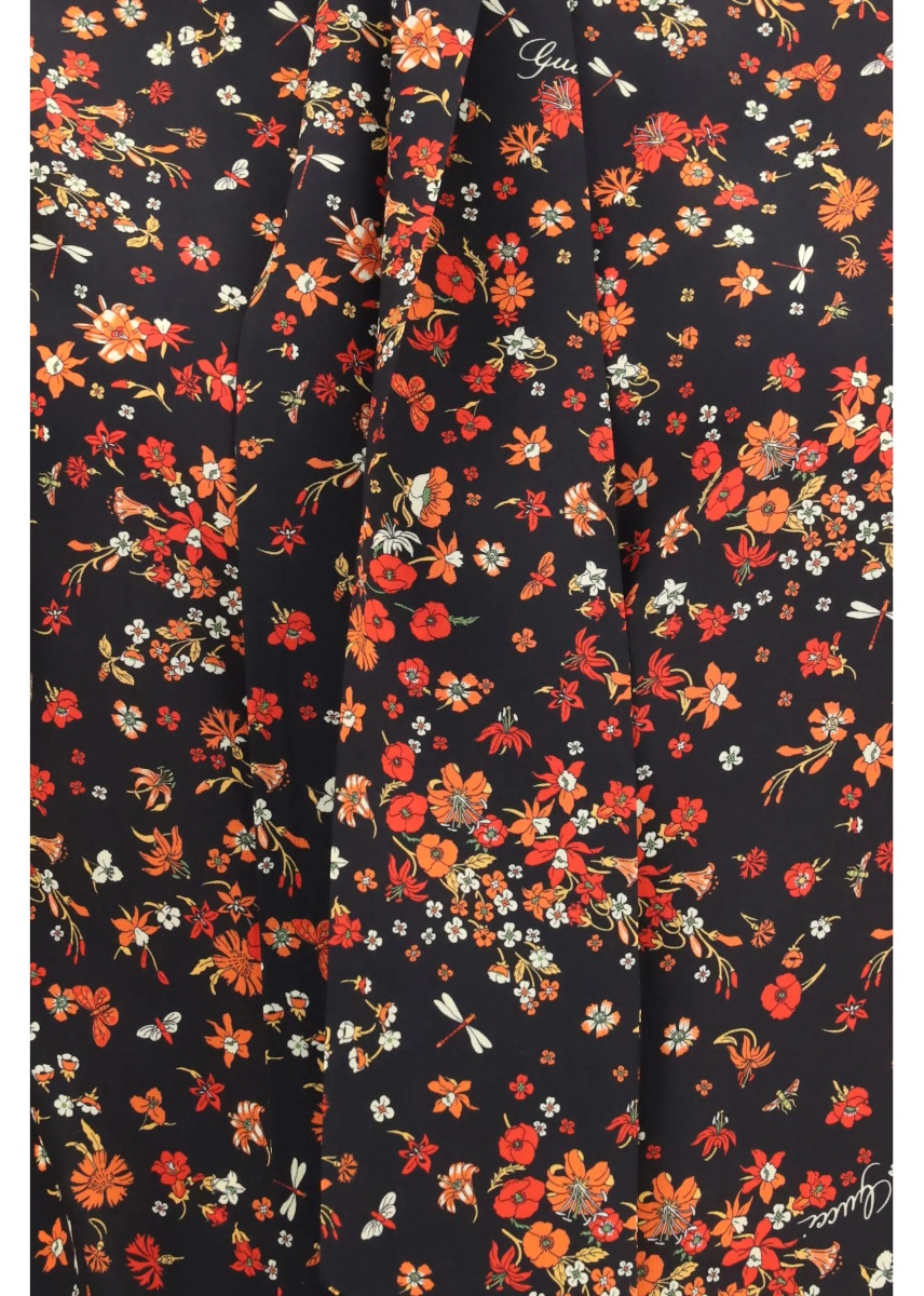 Camasa casual Silk Flora print Shirt with neck bow - Img 3