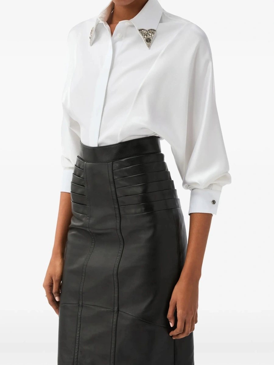 Camasa casual Versace alba din poplin de bumbac - Img 4