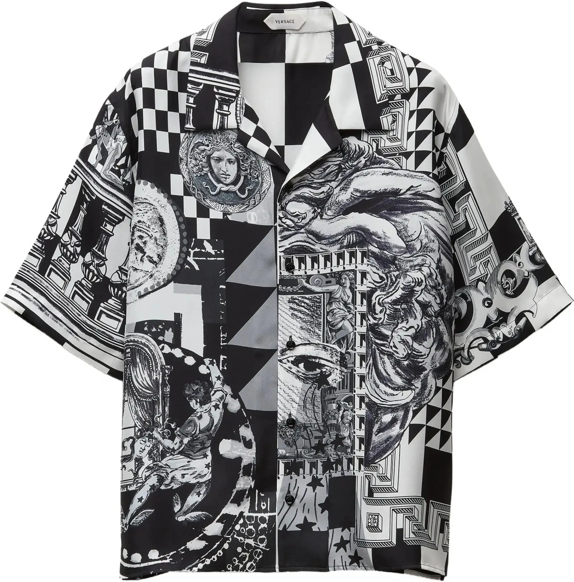 Camasa casual Versace neagra din matase - Img 7