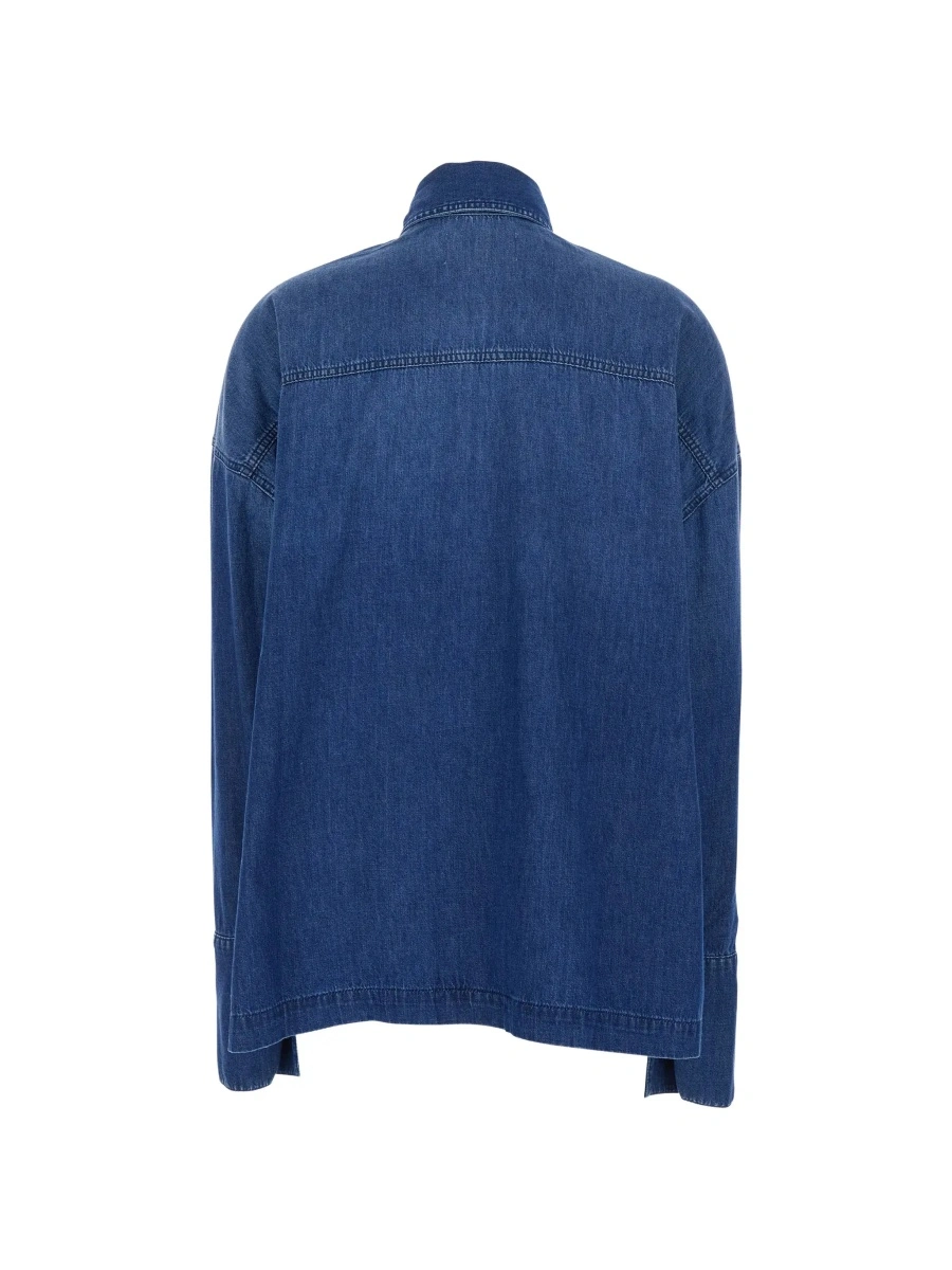 Camasa de blugi Icon Denim albastra din bumbac - Img 4