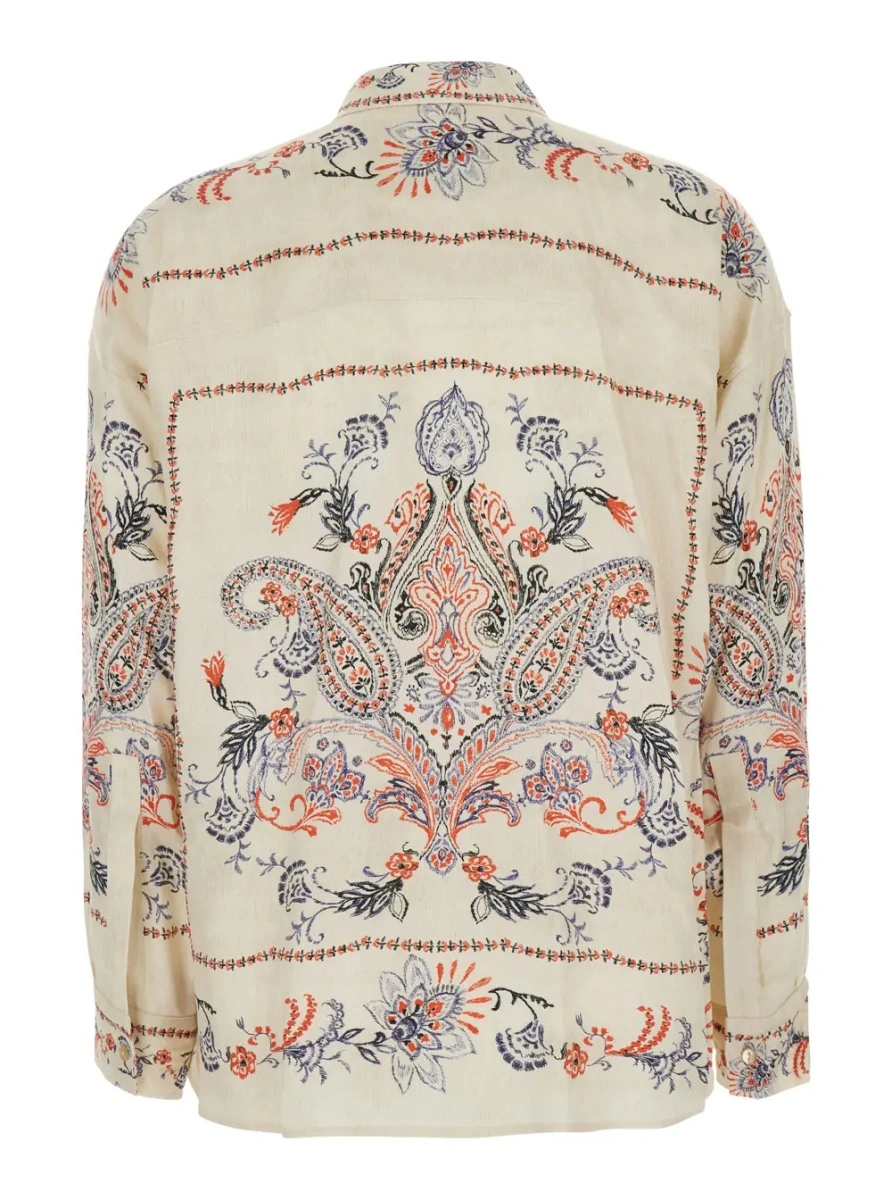 Camasa MOMONÌ White Shirt with classic collar and all-over embroidery in viscose for women - Img 2