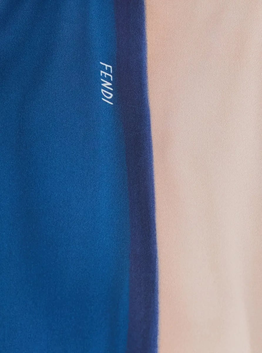 Camasa Multicolor Crop Shirt with Logo Embroidery on the Side and All-Over Striped Motif in Silk for Women - Img 3