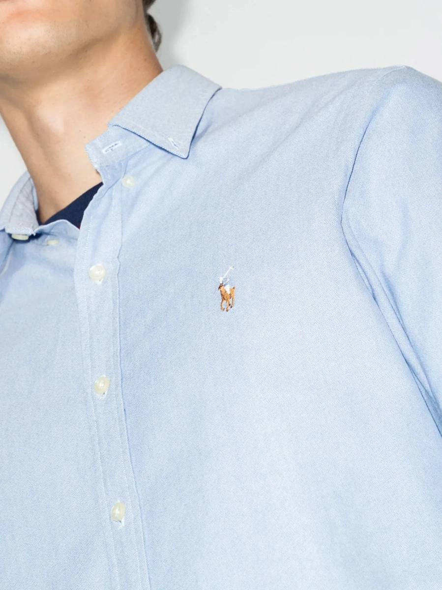 Camasa Ralph Lauren albastra din bumbac 'Slim Fit Oxford' - Img 6
