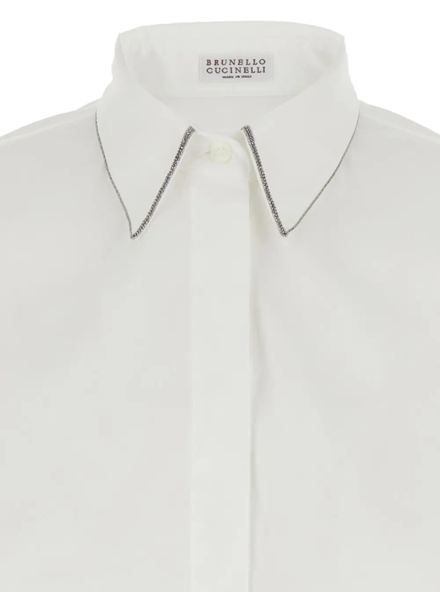 Camasa Shirt with Pointed Collar and Monile detail White Women - Img 3