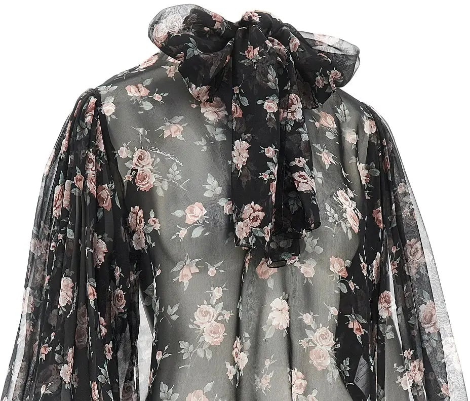 Camasa Vintage roses print chiffon blouse - Img 2