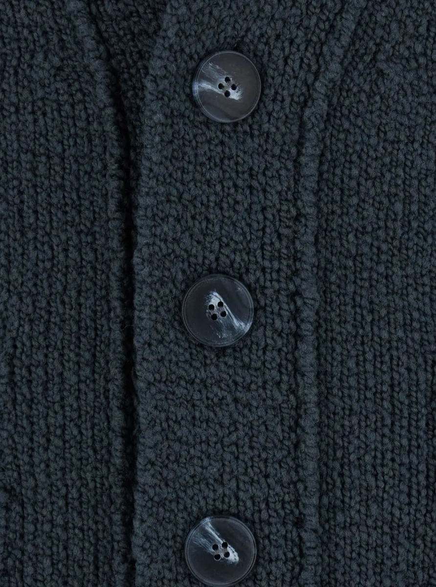 Cardigan CARDIGAN BUTTONS with collar and long sleeves in wool, acrylic, polyamide and elastane, gray, women - Img 2